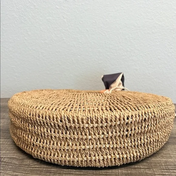 Madison West Tan Woven Hobo Bag with Orange and Black Scarf - Picture 7 of 9